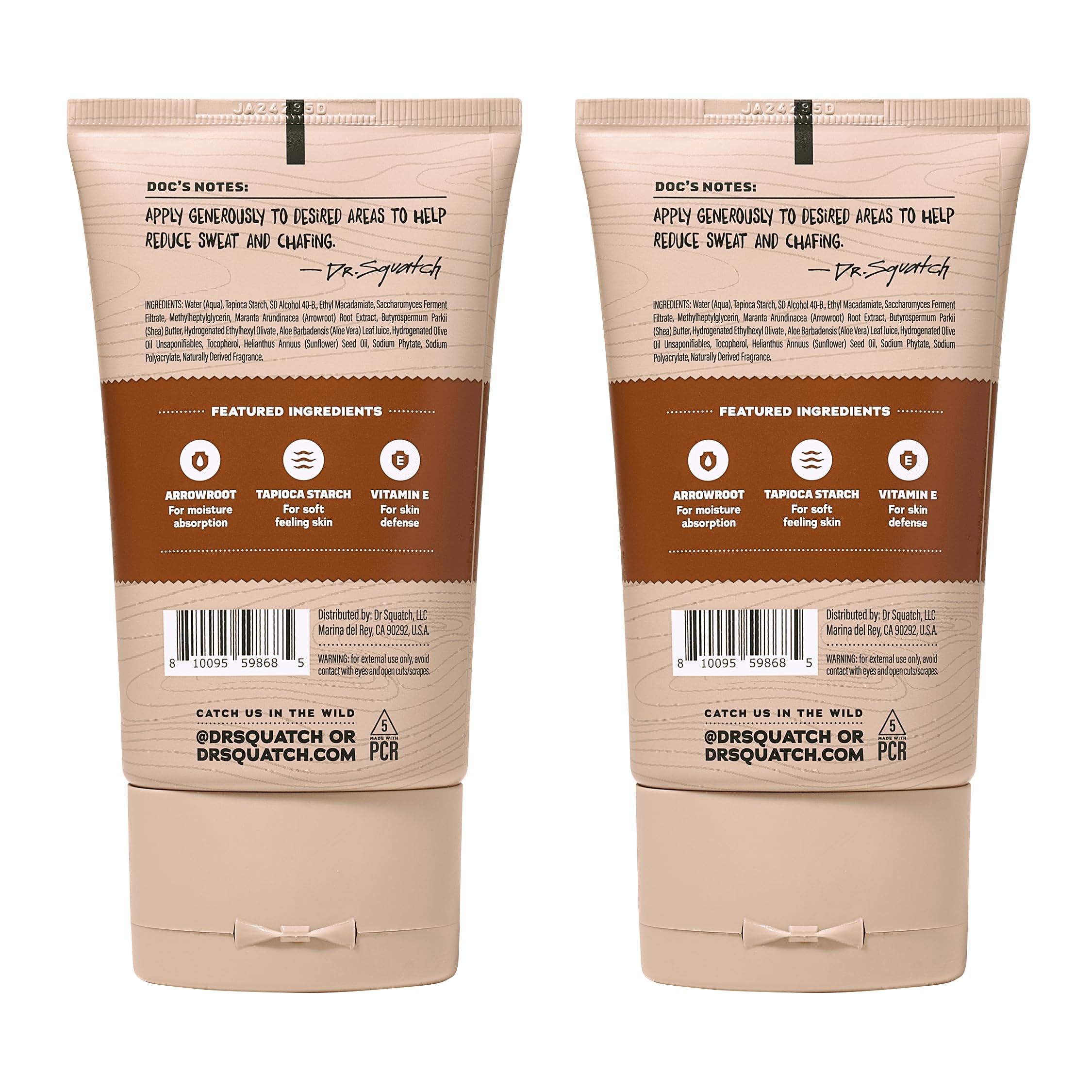 Dr. Squatch déodorant, testé dermatologiquement pour tous les types de peau.