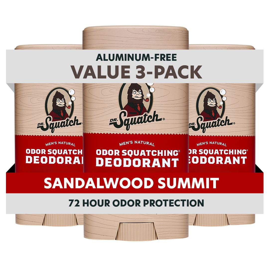 Dr. Squatch déodorant, charbon et postbiotiques, Sommet du Bois de Santal, protection naturelle.