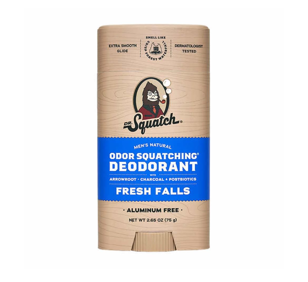 Dr. Squatch déodorant pour hommes, pack 3x75 g, emballage naturel et durable.