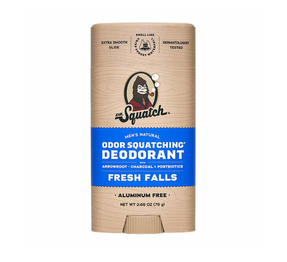 Dr. Squatch déodorant pour hommes, pack 3x75 g, emballage naturel et durable.