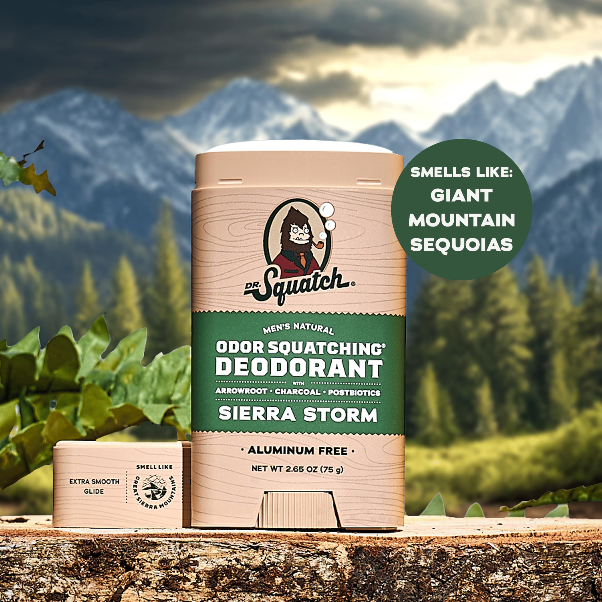 Dr. Squatch déodorant naturel au charbon et postbiotiques, parfum boisé