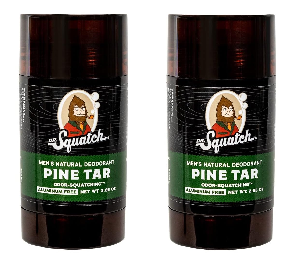 Dr. Squatch déodorant naturel au goudron de pin, bâton pack 2, fraîcheur durable.