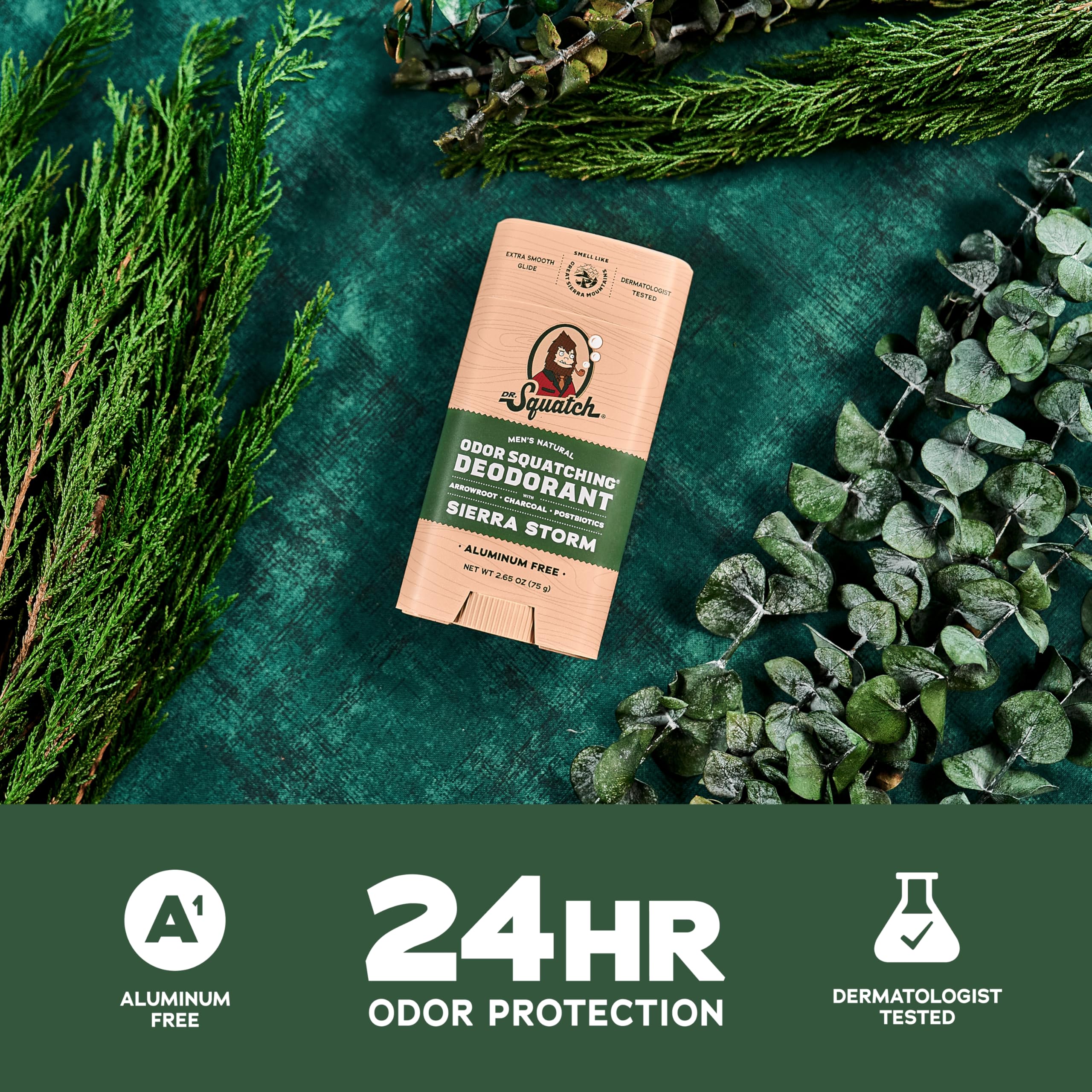 Ingrédients naturels Dr. Squatch : arrowroot, charbon et postbiotiques