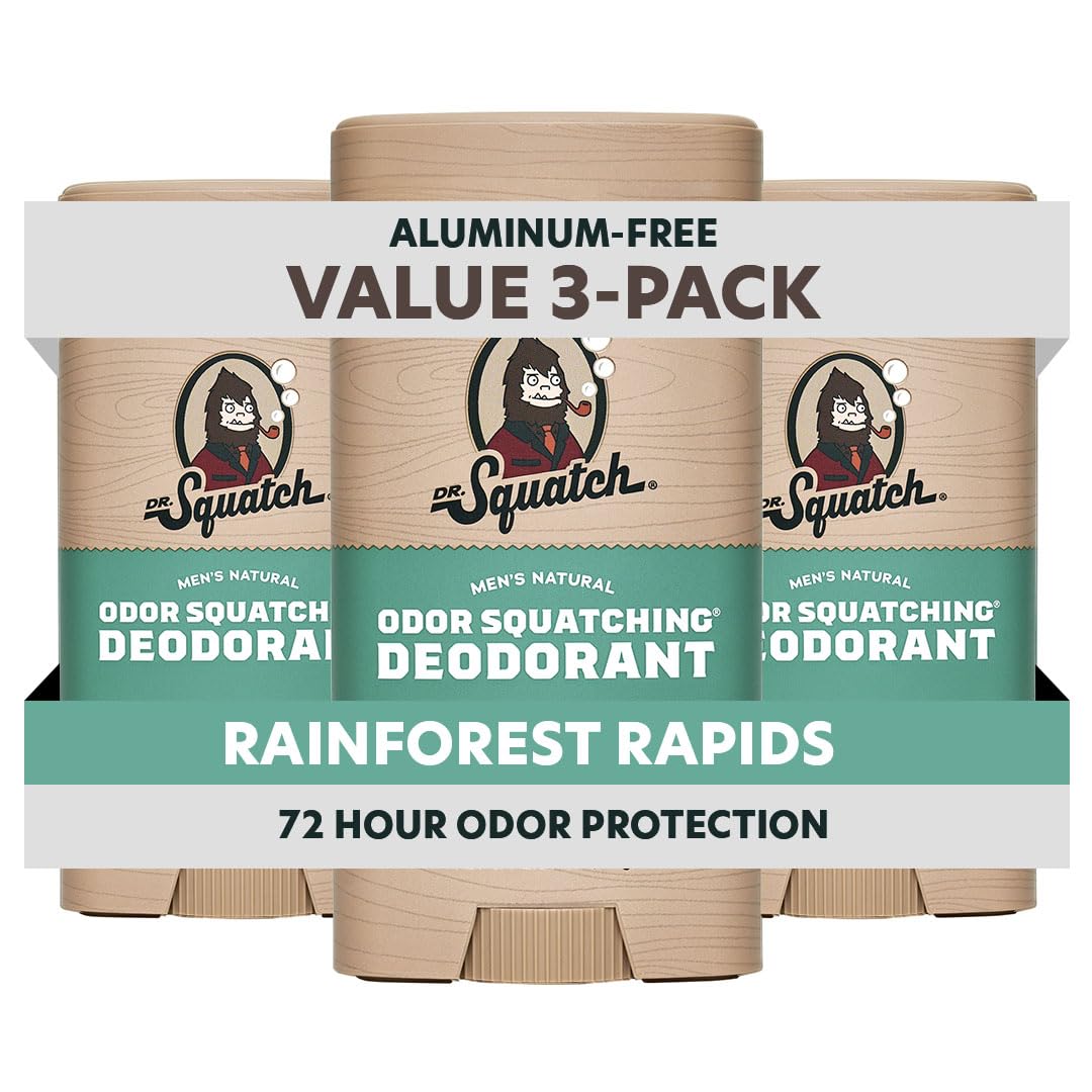 Dr. Squatch déodorant homme bâton charbon et postbiotiques, protection naturelle.