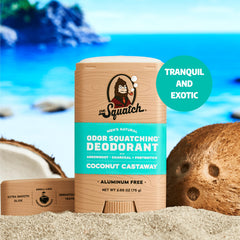 Dr. Squatch sans aluminium, ingrédients naturels, parfum Coco Castaway.