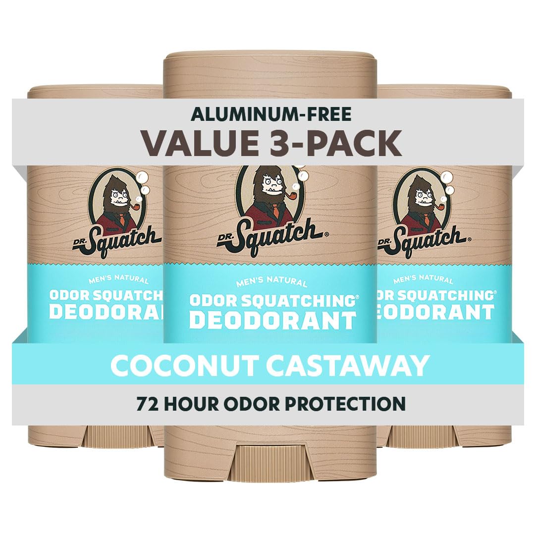 Dr. Squatch déodorant homme stick Coconut Castaway, protection longue durée.