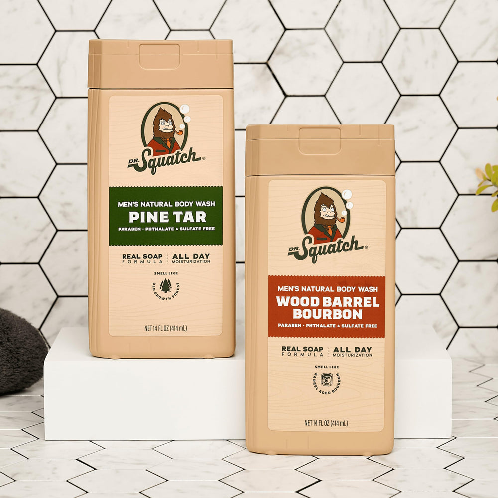 Dr. Squatch – emballage premium et design masculin.