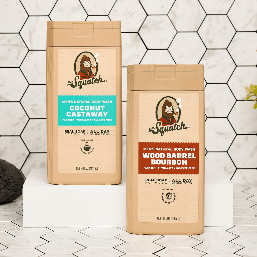 Gel douche Dr. Squatch, verrouillage du parfum, parfum durable.