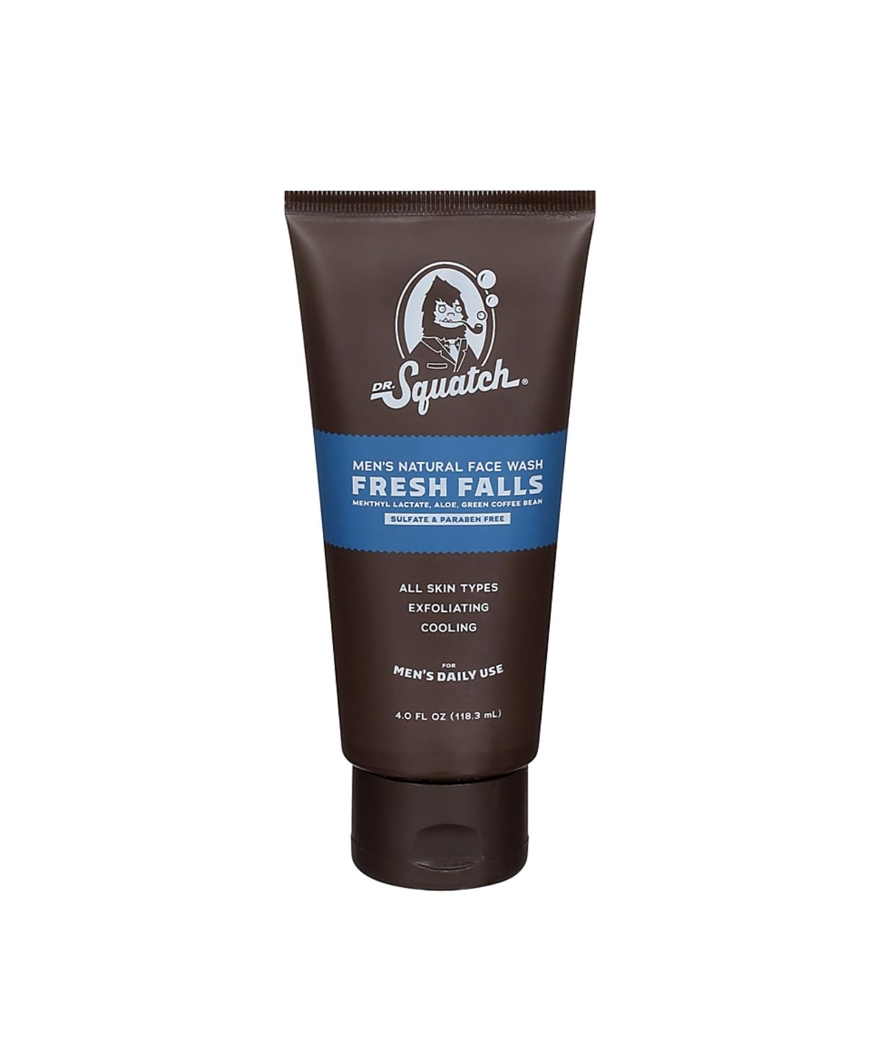 Flacon Dr. Squatch Fresh Falls – nettoyant visage purifiant et rafraîchissant.