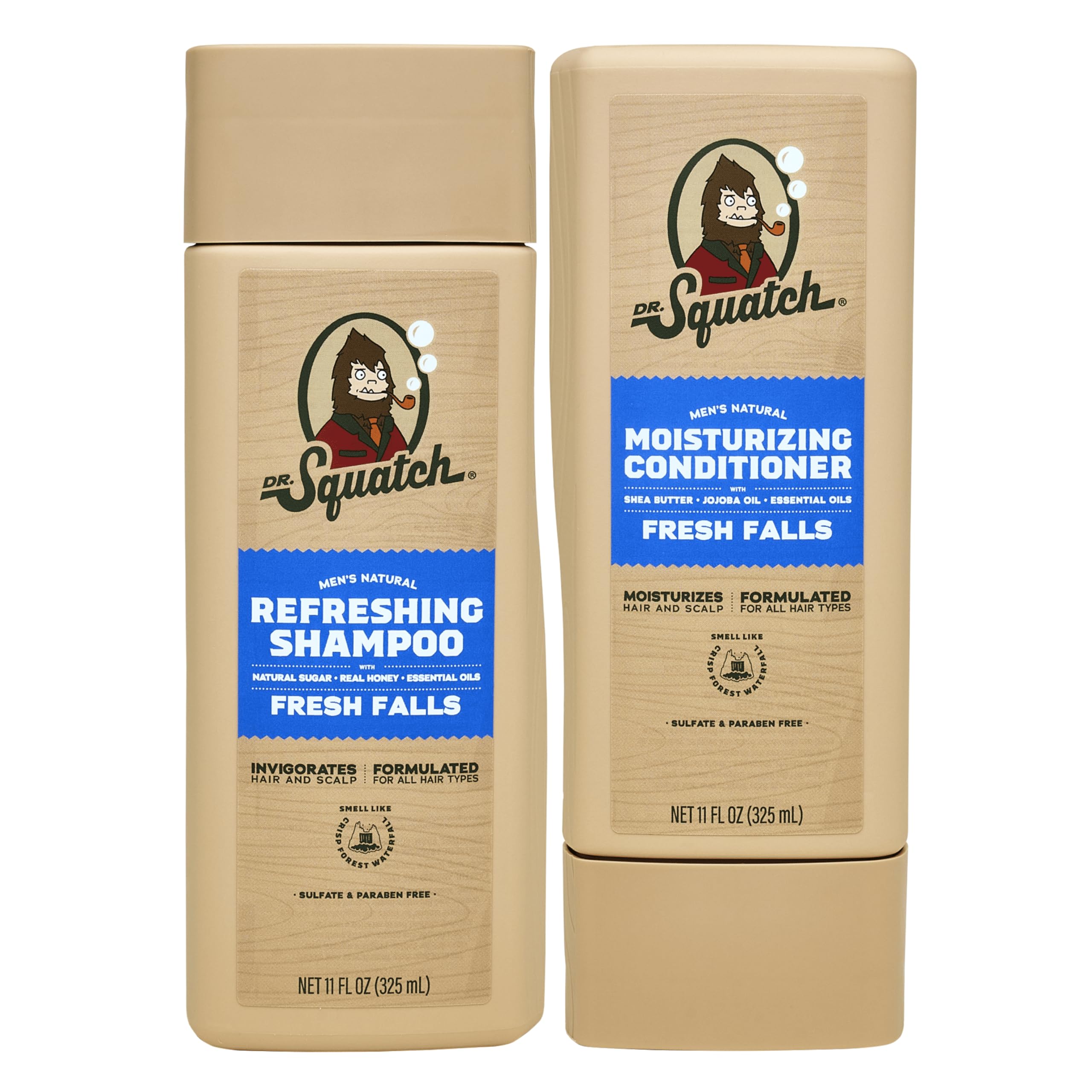 Dr. Squatch Fresh Falls shampoing en bouteille nettoie en douceur les cheveux.