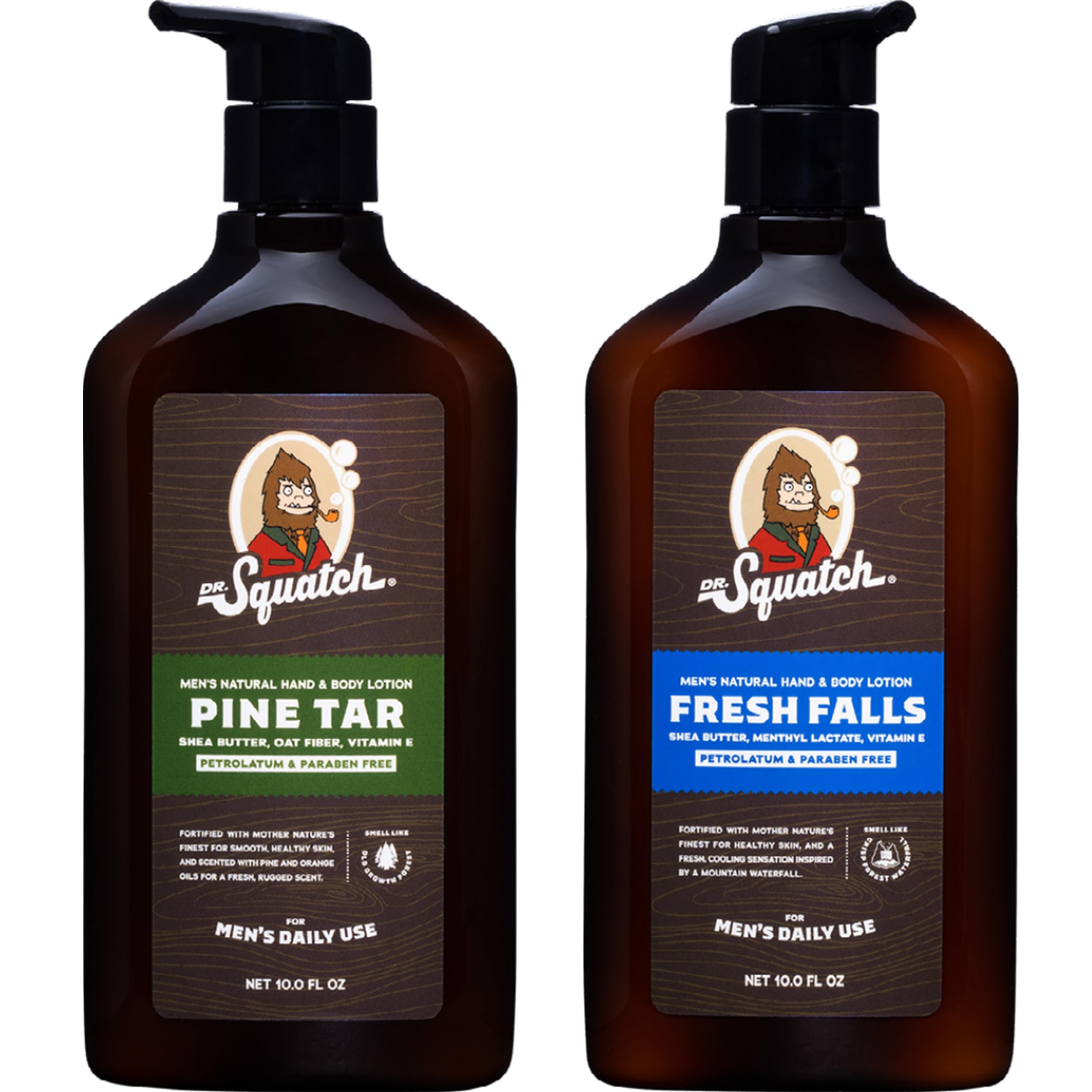 Lotion Dr. Squatch pour mains et corps, absorption rapide et hydratation.