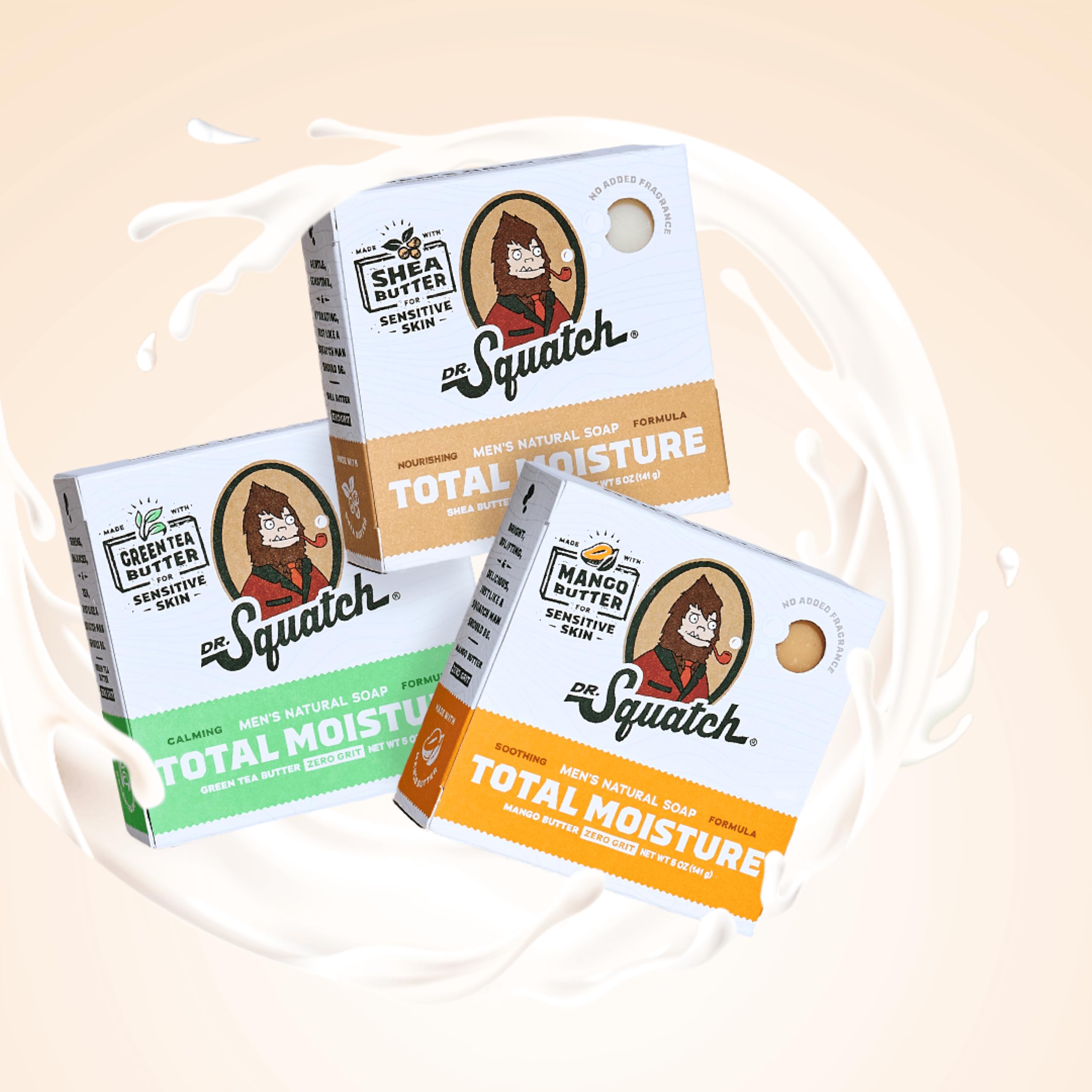 Dr. Squatch pack trois barres, pratique pour une routine hydratante quotidienne.
