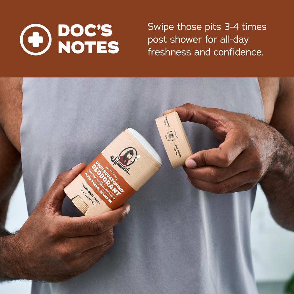 Dr. Squatch postbiotics for odor defense in a clean, aluminum-free formula.