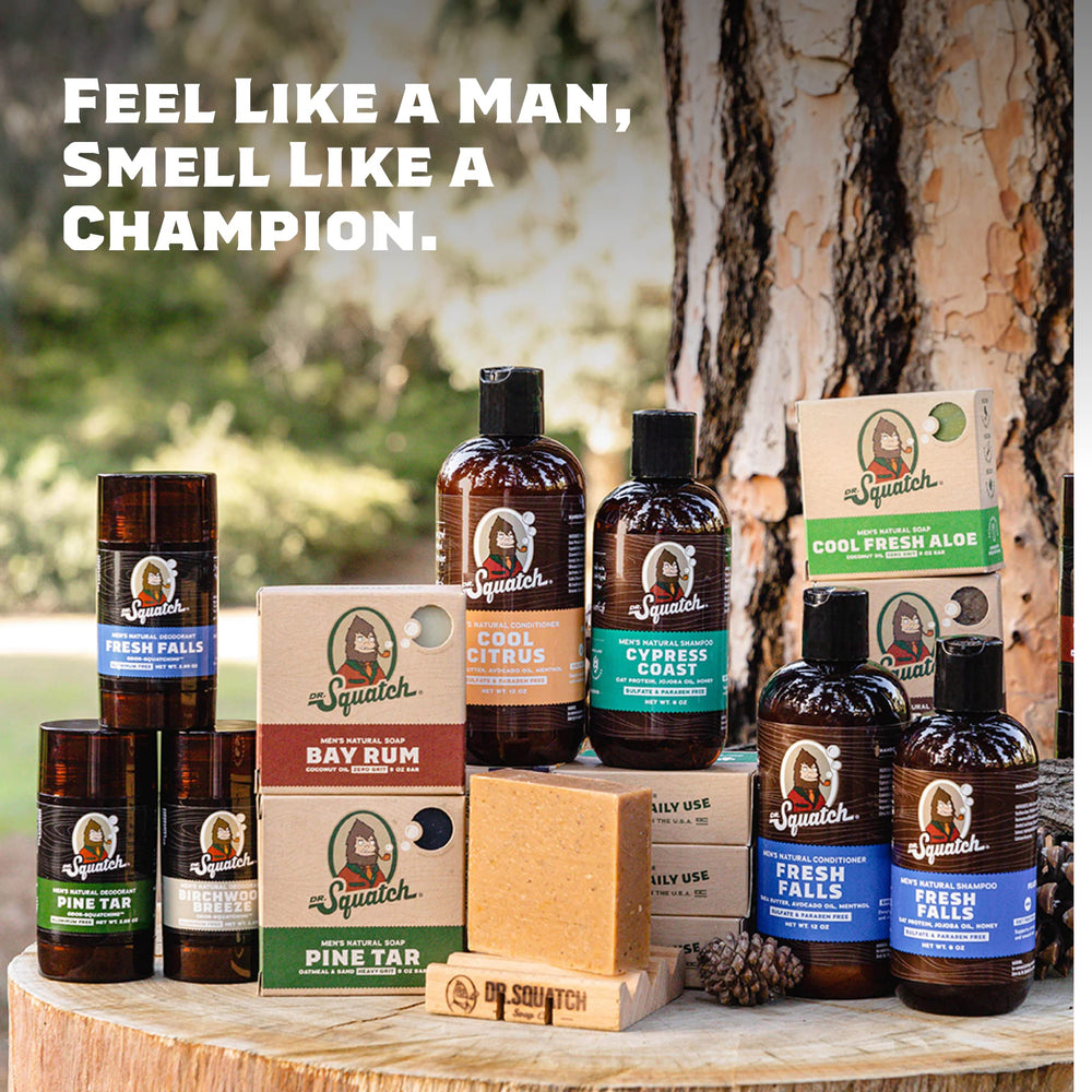 Savon Dr. Squatch barre cadeau, parfait pour offrir une routine masculine.