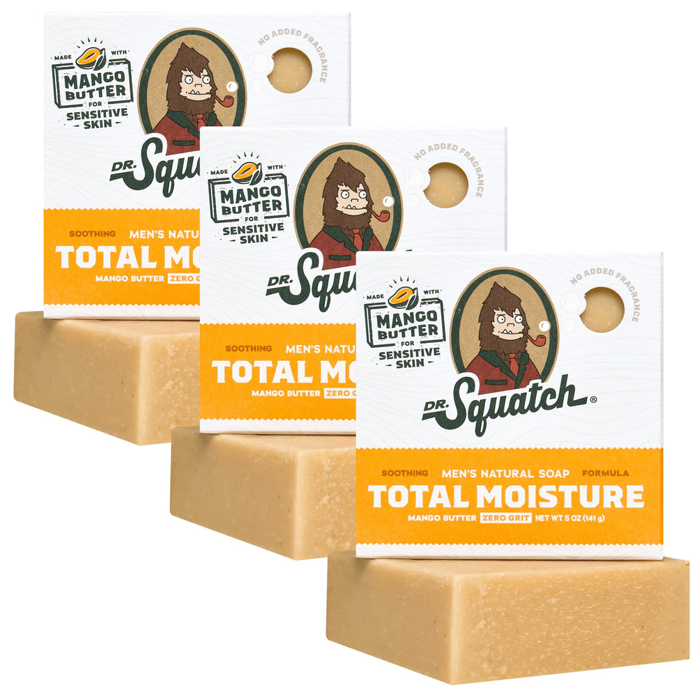 Savon-barre Dr. Squatch Total Hydratation pour homme, douceur durable grâce au beurre de mangue.