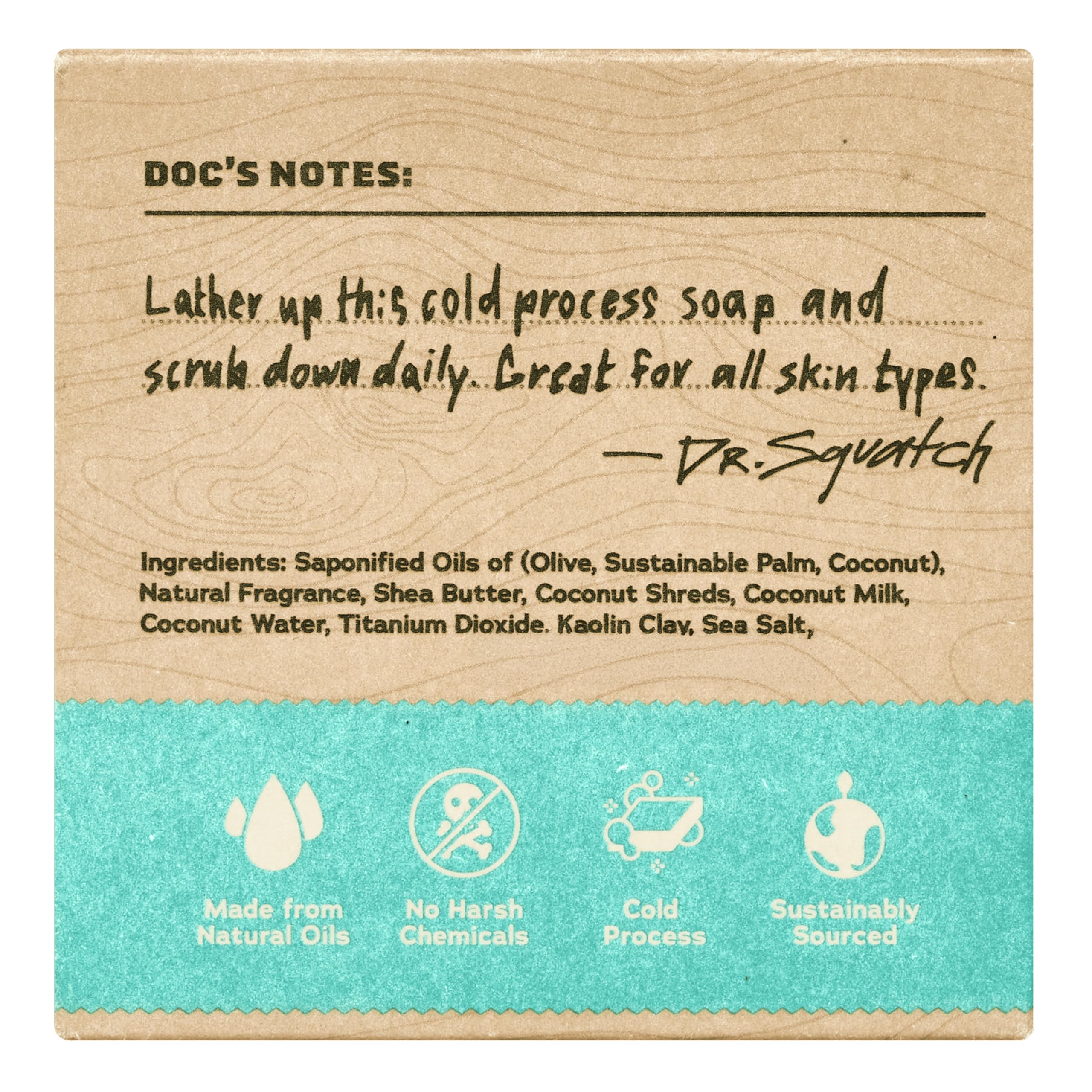 Dr. Squatch Savon Coco Castaway: mousse dense pour un lavage efficace et agréable.
