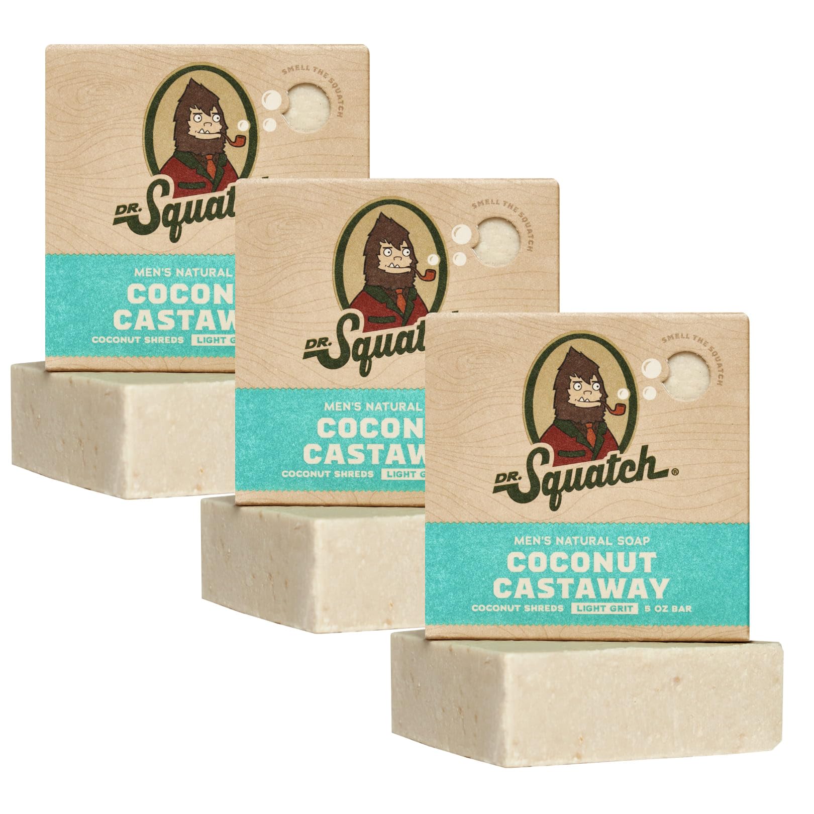 Dr. Squatch Savon Coco Castaway: texture crèmeuse pour une douche luxueuse et hydratante.
