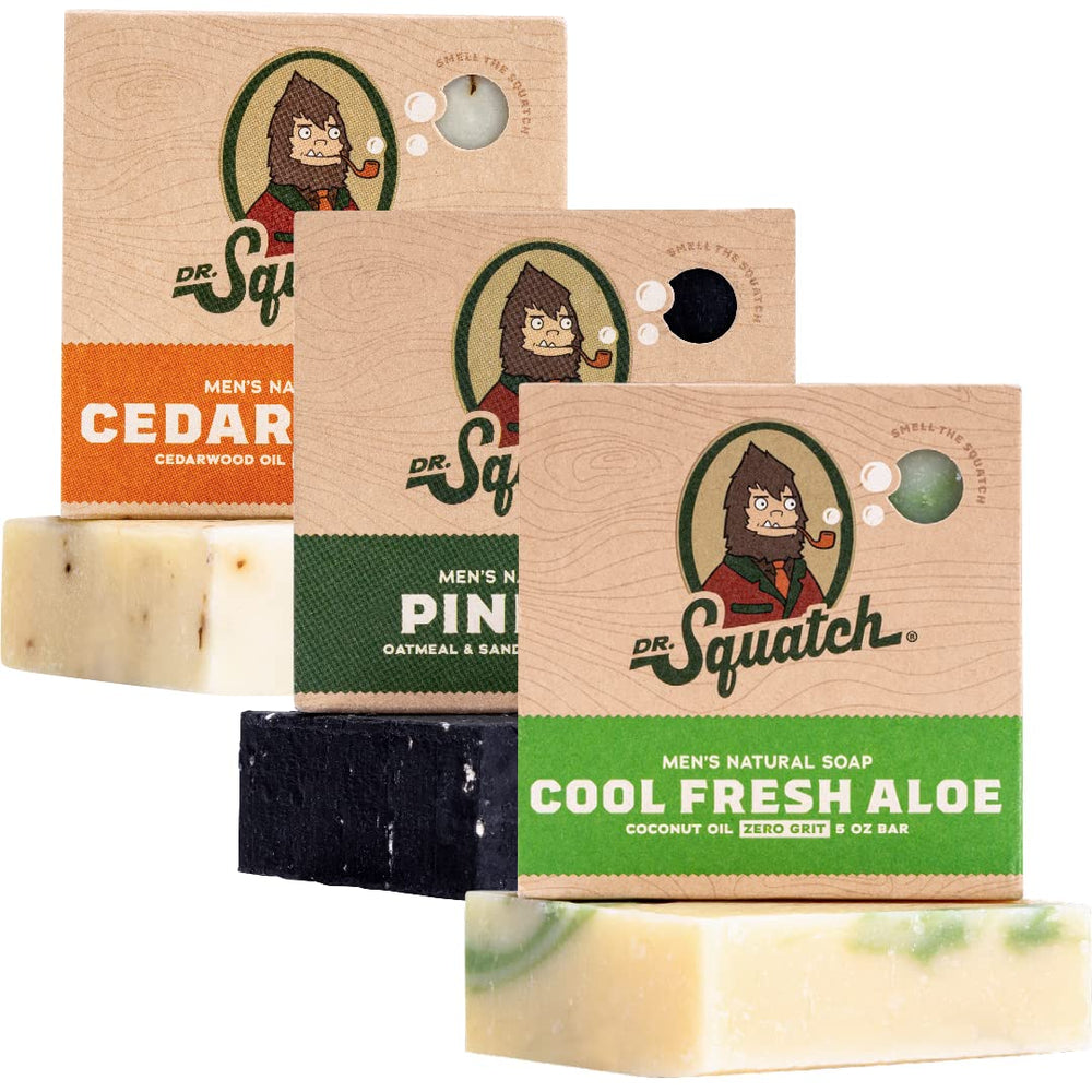 Dr. Squatch savon-barre goudron pin, parfum boisé et revitalisant pour la douche.