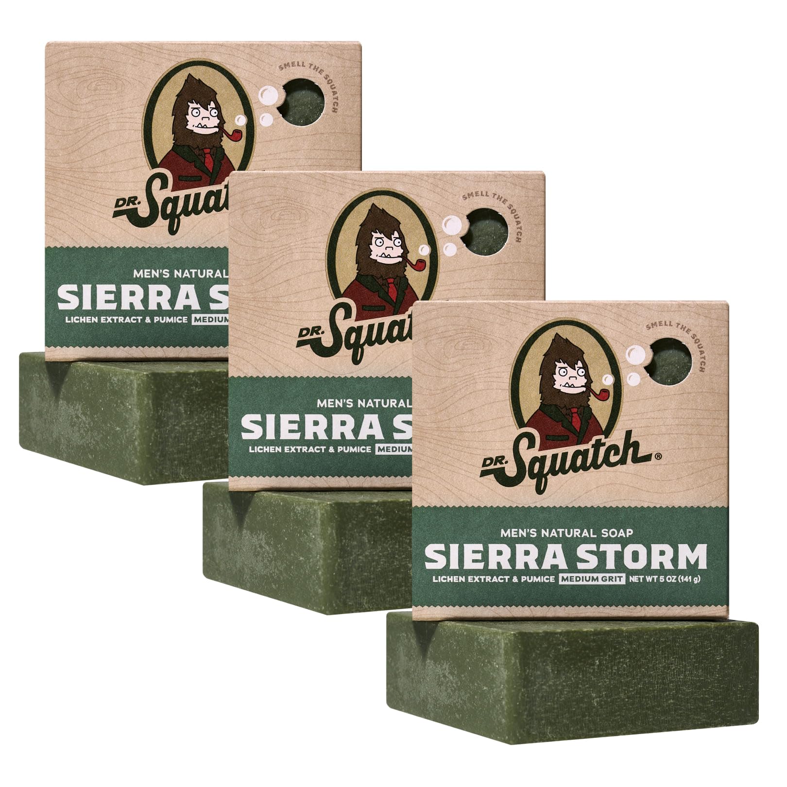 Dr. Squatch Sierra Storm : emballage attrayant du savon prêt à offrir.