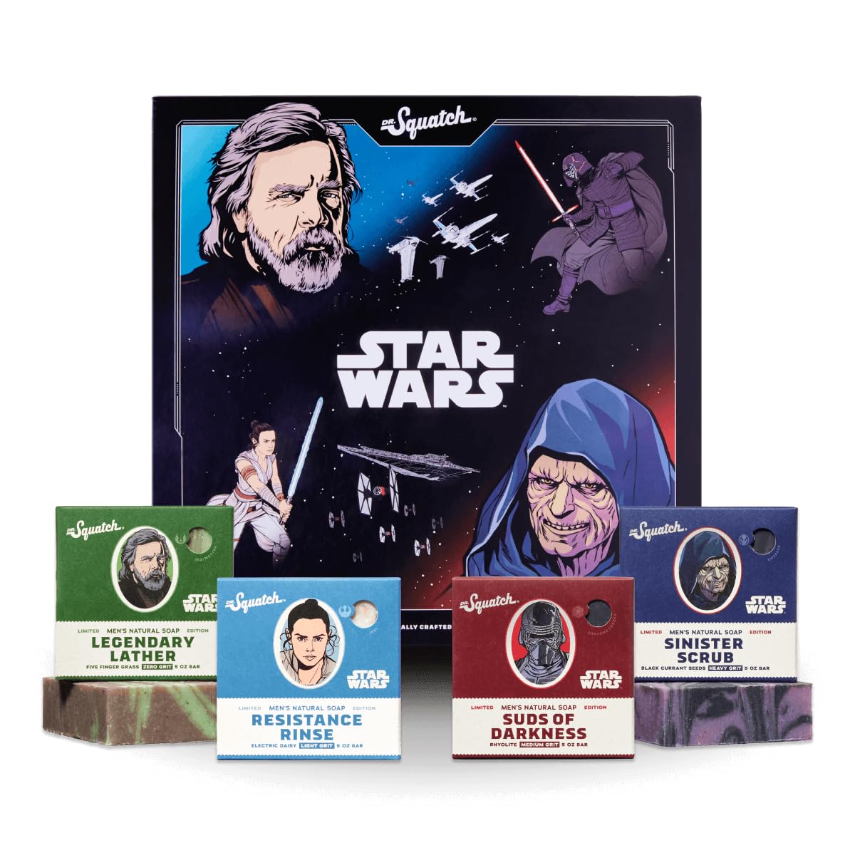 Dr. Squatch Star Wars Épisode II – ensemble de quatre savons pour une douche naturelle masculine.