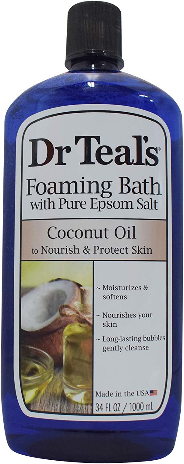 Dr Teal's bain coco, mousse luxueuse pour créer une ambiance bien-être à domicile.