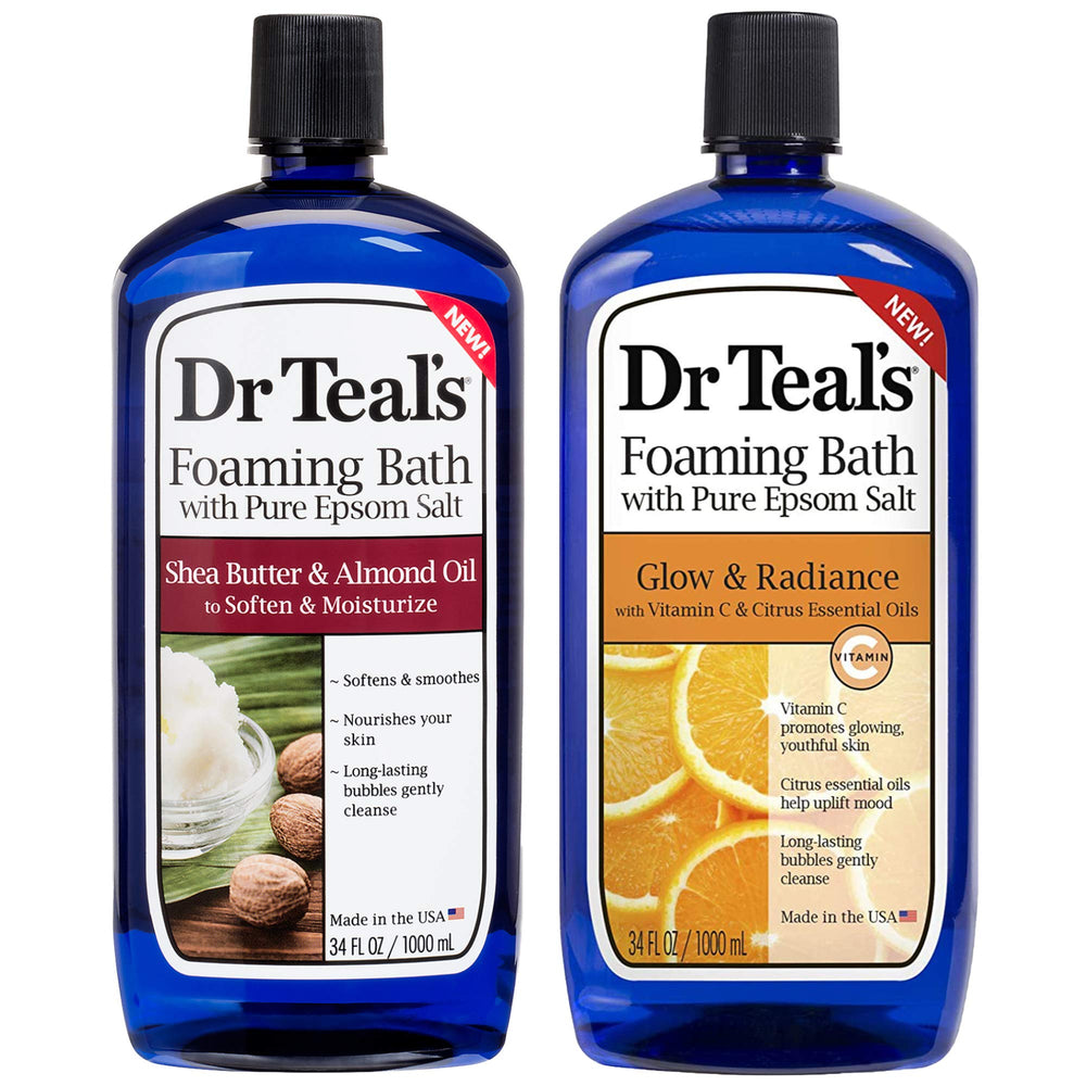 Dr Teal's bain-moussant beurre de karité et amande apaise et adoucit la peau.