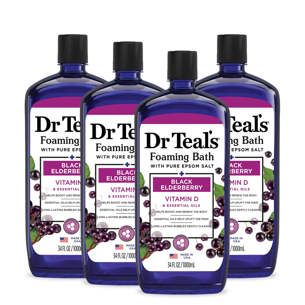 Dr Teal's: bouteille de bain-mousse au sureau noir avec sel d'Epsom pur, détente.