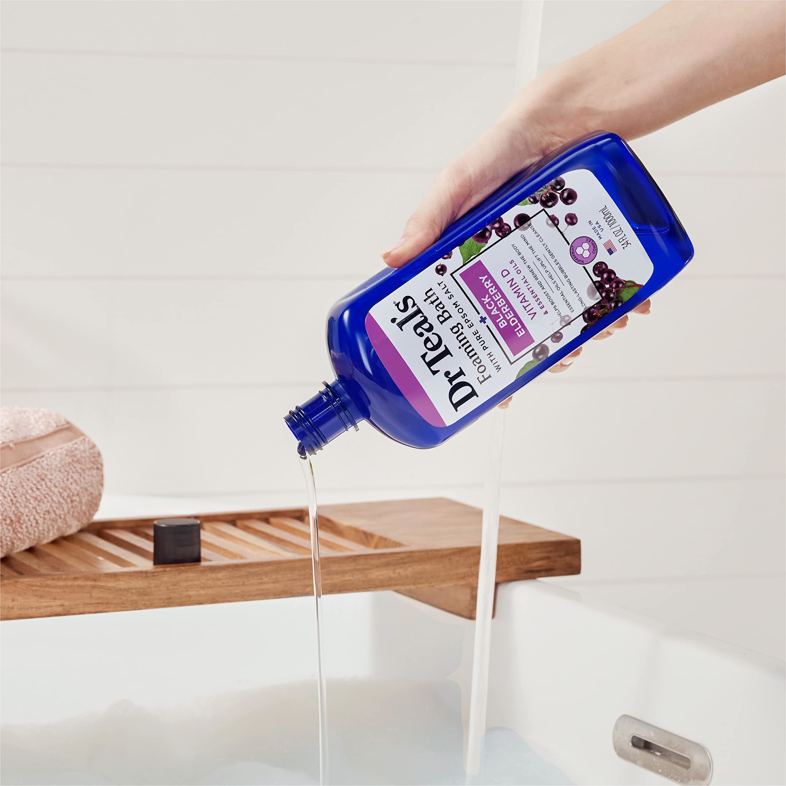Dr Teal's: vitamine D présente pour une ambiance positive après le bain.