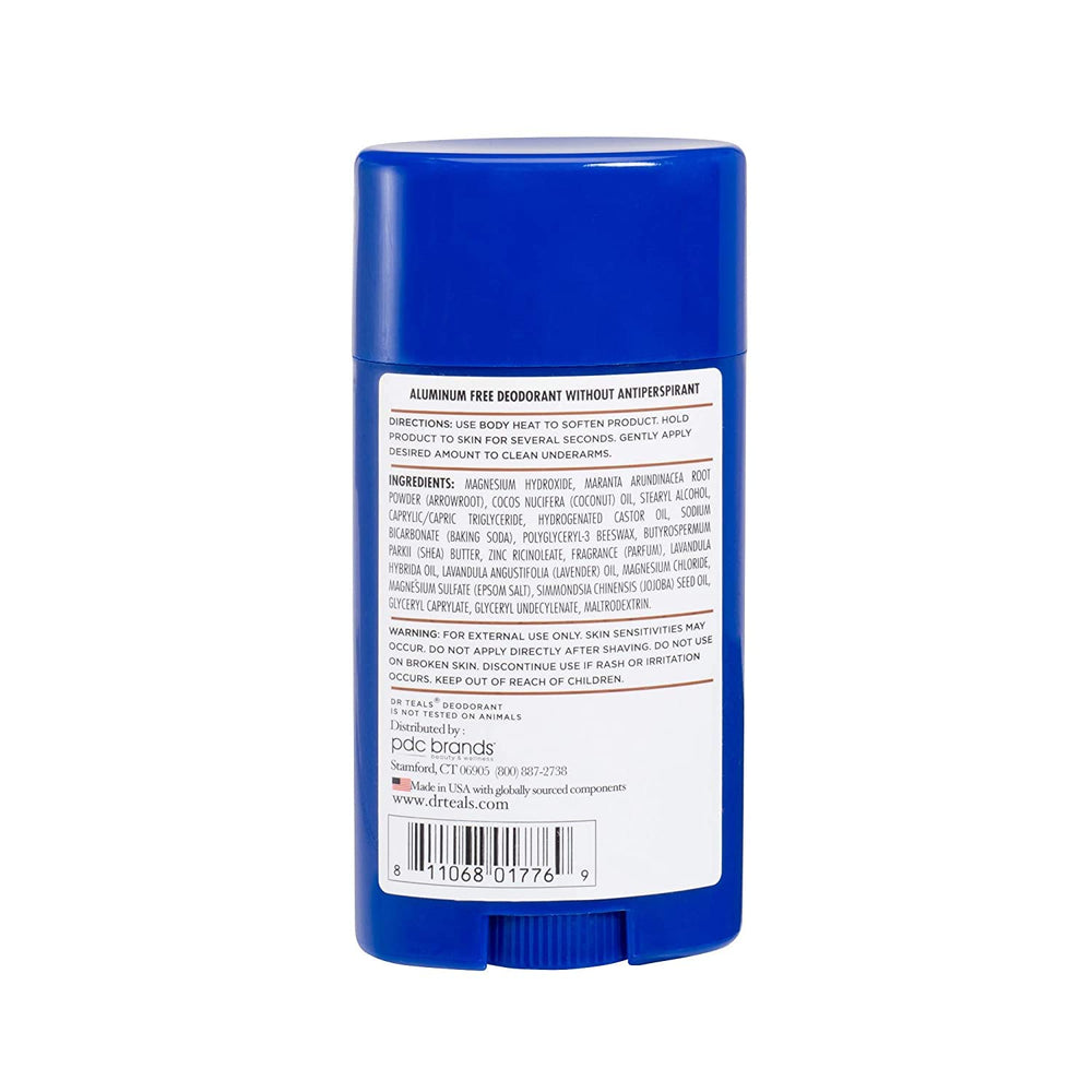 Dr Teal's Déodorant Eucalyptus 2,65 oz, bouteille en vue, parfum vivifiant et efficacité.