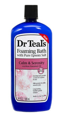 Dr Teal's Bain Moussant Calme Serenite crée une mousse riche pour spa à domicile.