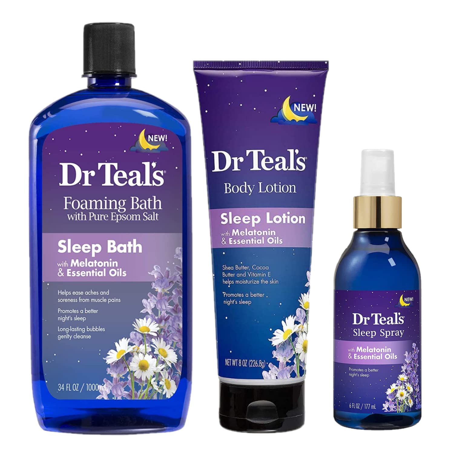 Dr Teal's coffret bain moussant mélatonine lavande, moment de détente nocturne.