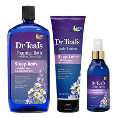 Dr Teal's coffret bain moussant mélatonine lavande, moment de détente nocturne.