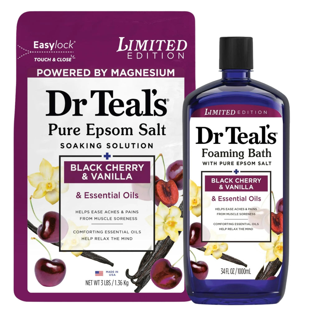 Coffret Dr Teal's édition limitée cerise noire et vanille, expérience sensorielle.