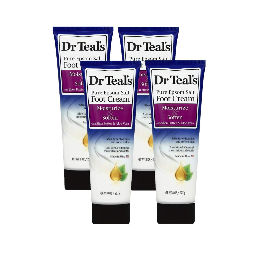 Dr Teal's crème pieds beurre karité coffret 4 bouteilles 8oz, hydratation