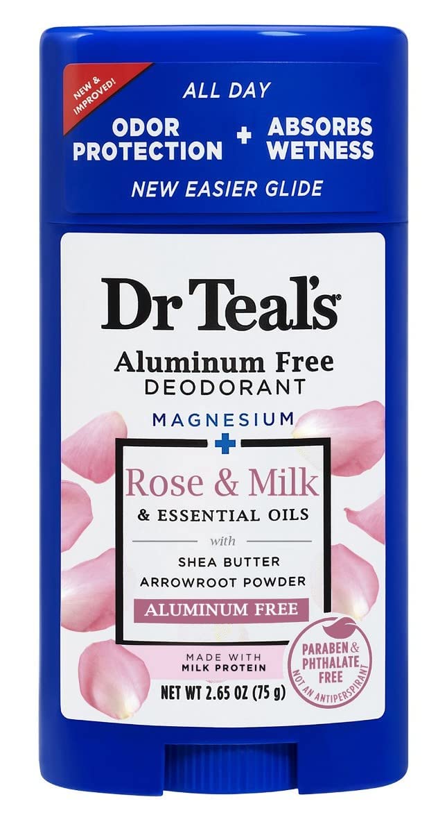 Dr Teals Déodorant Rose et Lait : douceur hydratante et fraîcheur durable.