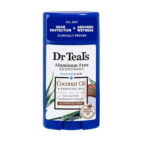 Dr Teal's Déodorant Coco, flacon visible, parfum doux et hydratant.