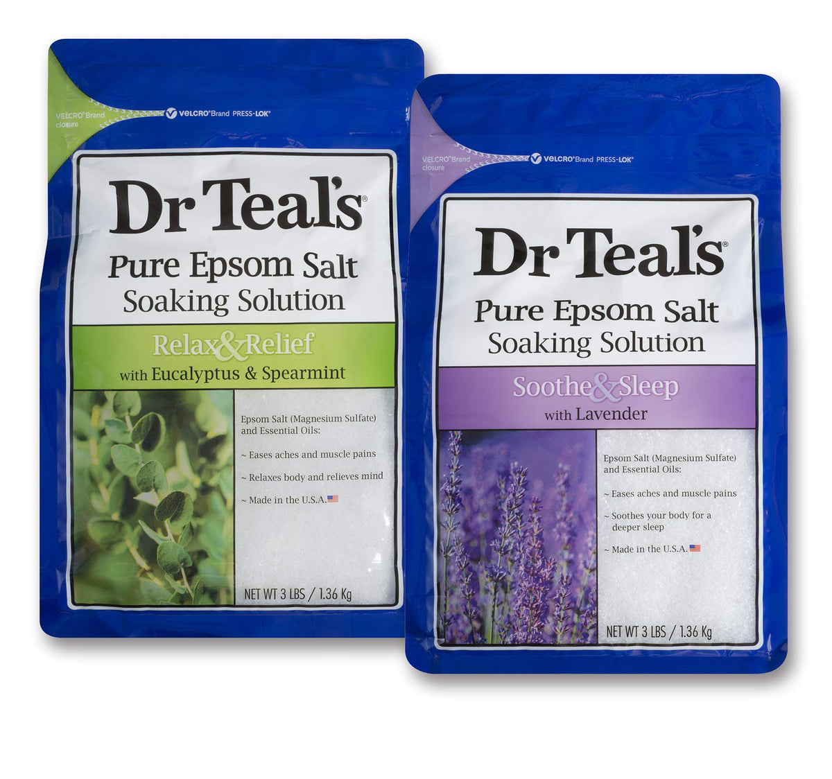 Dr Teal's Sel d'Epsom emballage eucalyptus menthe verte pour détendre