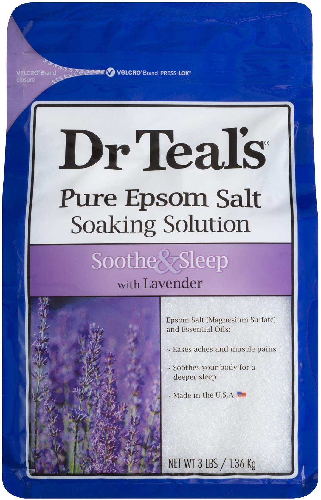 Dr Teal's Sel d'Epsom emballage lavande pour favoriser le sommeil