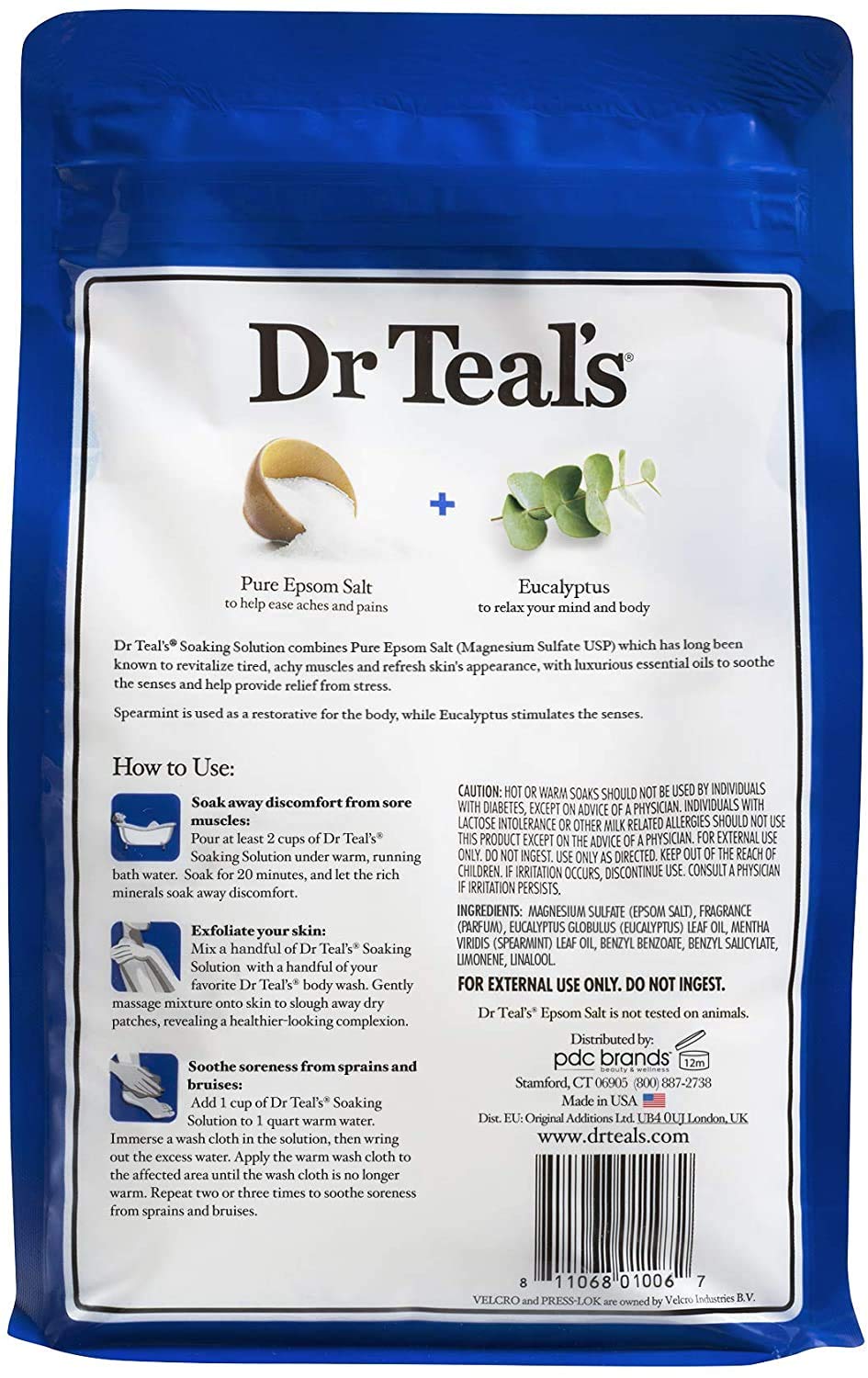 Dr Teal's Sel d'Epsom pour bain versement facile relaxation