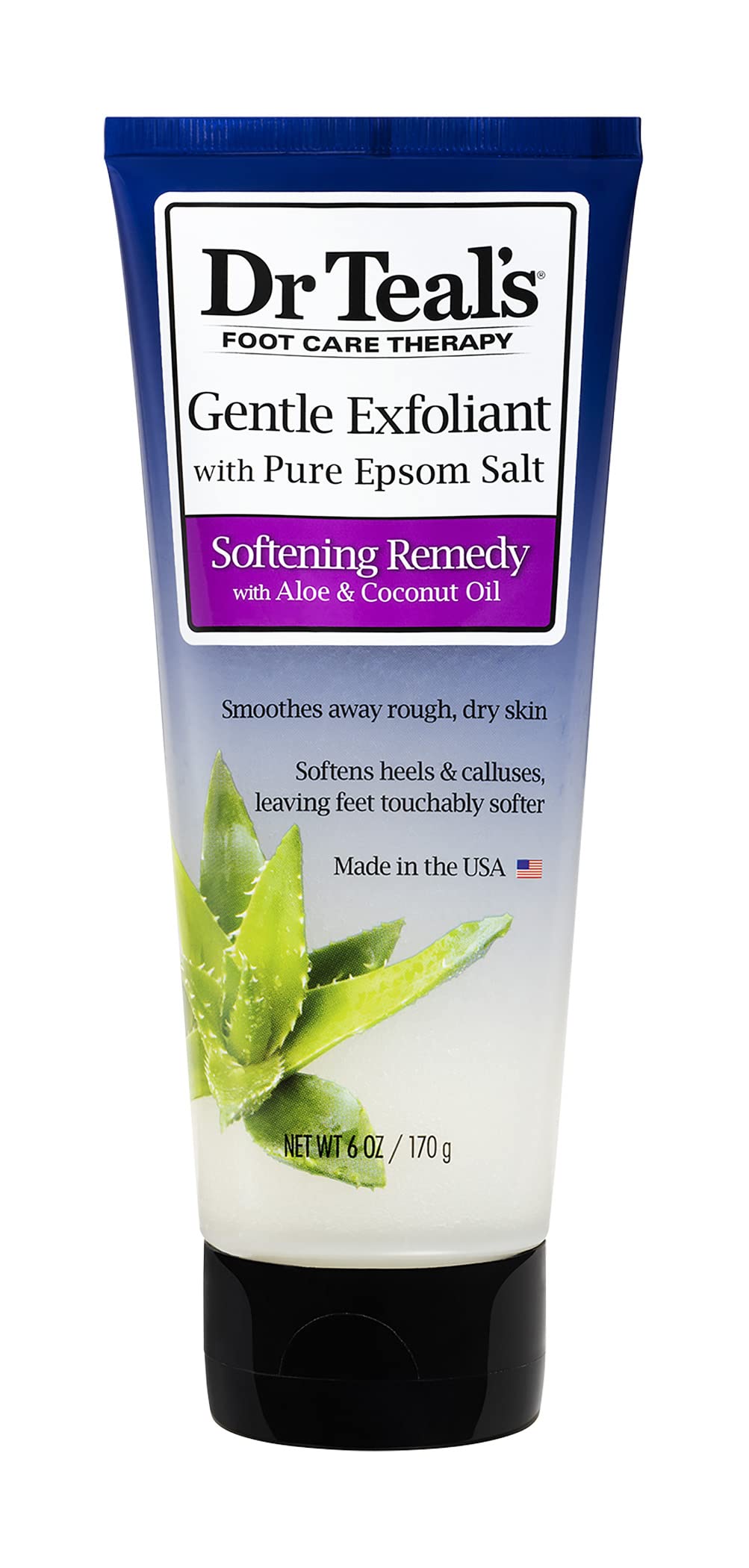 Dr Teal's Gentle Exfoliant Pieds, bouteille-6oz : exfoliation douce pour une peau lisse.