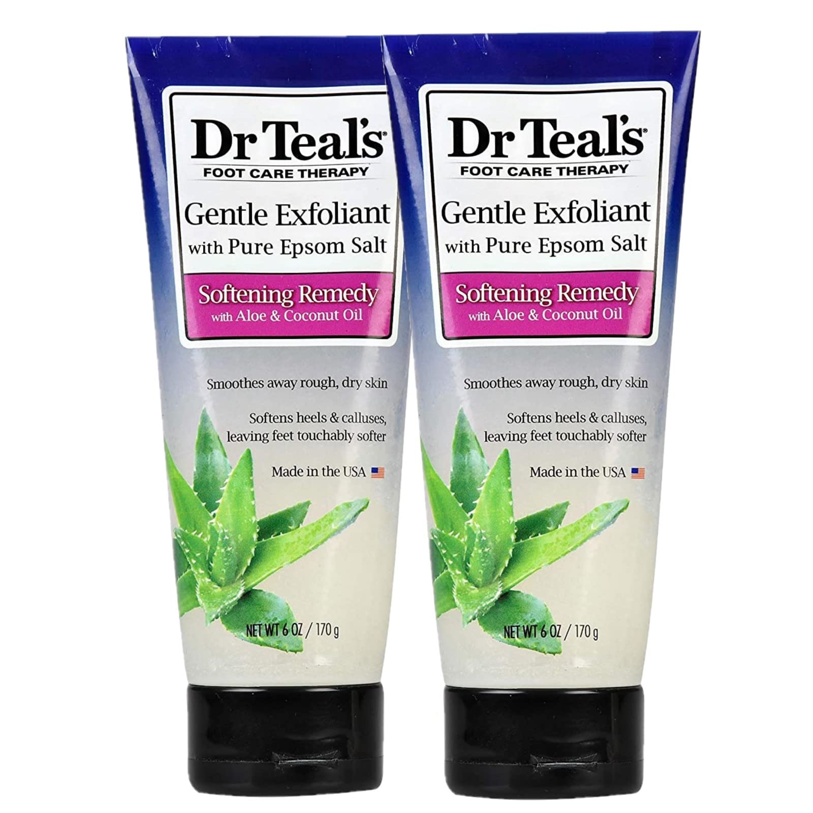 Dr Teals gommage pieds coco aloé vera coffret 2x6oz pour pieds doux