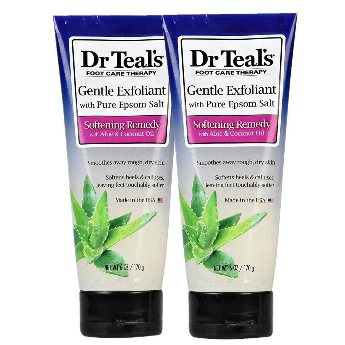 Dr Teals gommage pieds coco aloé vera coffret 2x6oz pour pieds doux