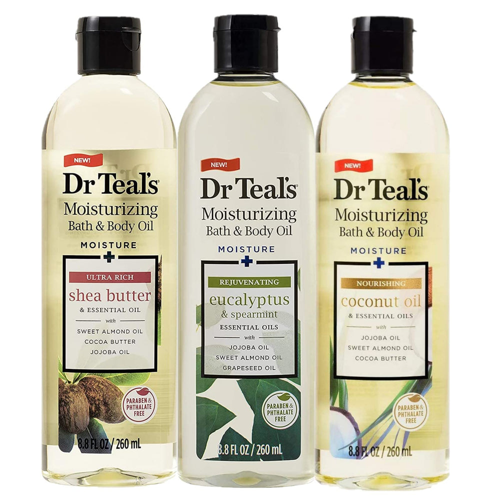 Dr Teals huile eucalyptus, bouteille 8,8 oz, hydratation légère et revitalisante.