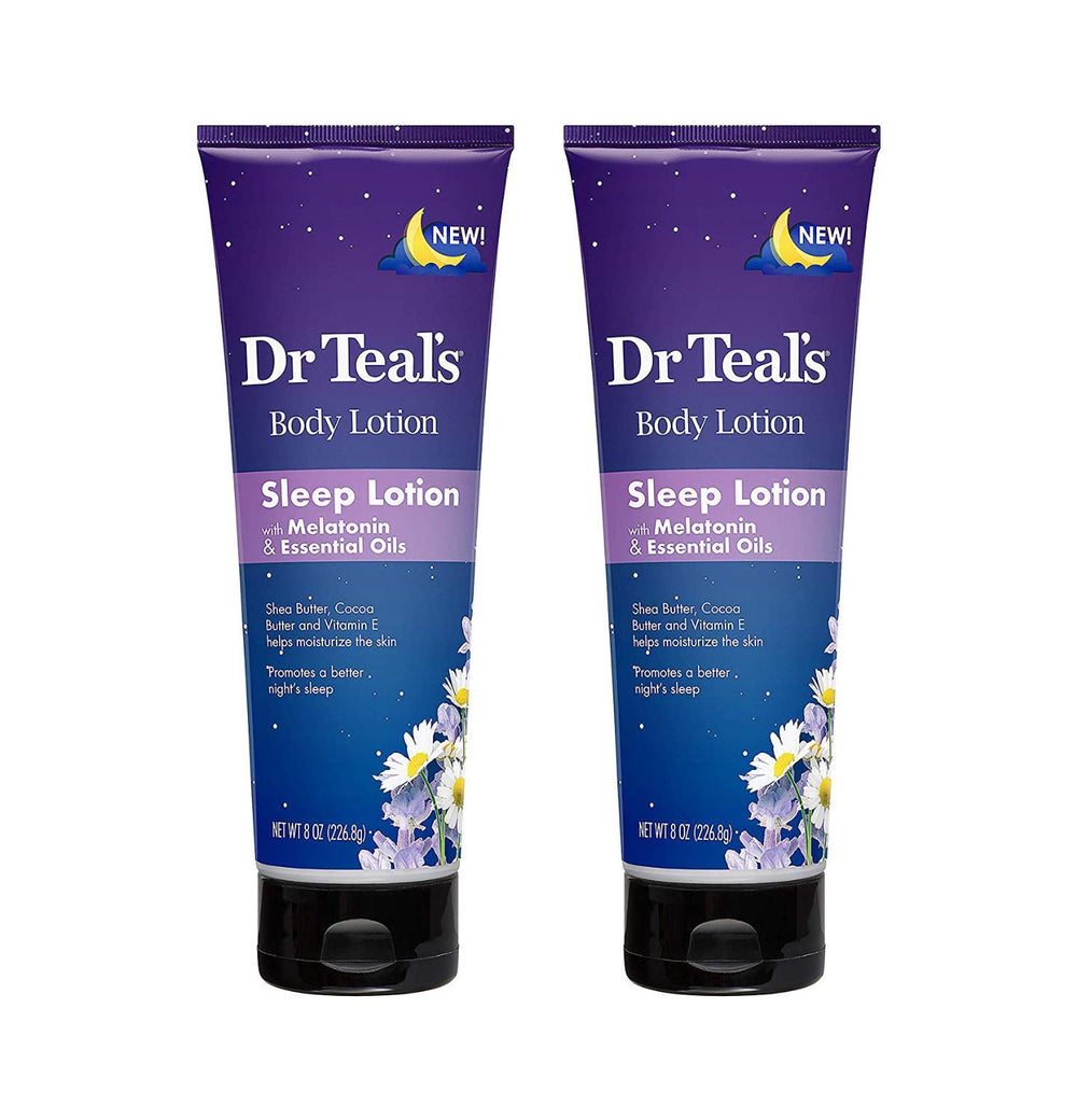 Dr Teal's Melatonine Lotion Nuit – bouteille 8oz prête pour hydratation nocturne réparatrice.