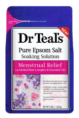 Dr Teal's Relief menstruel : bouteille de sels d Epsom favorisant relaxation musculaire et détente.