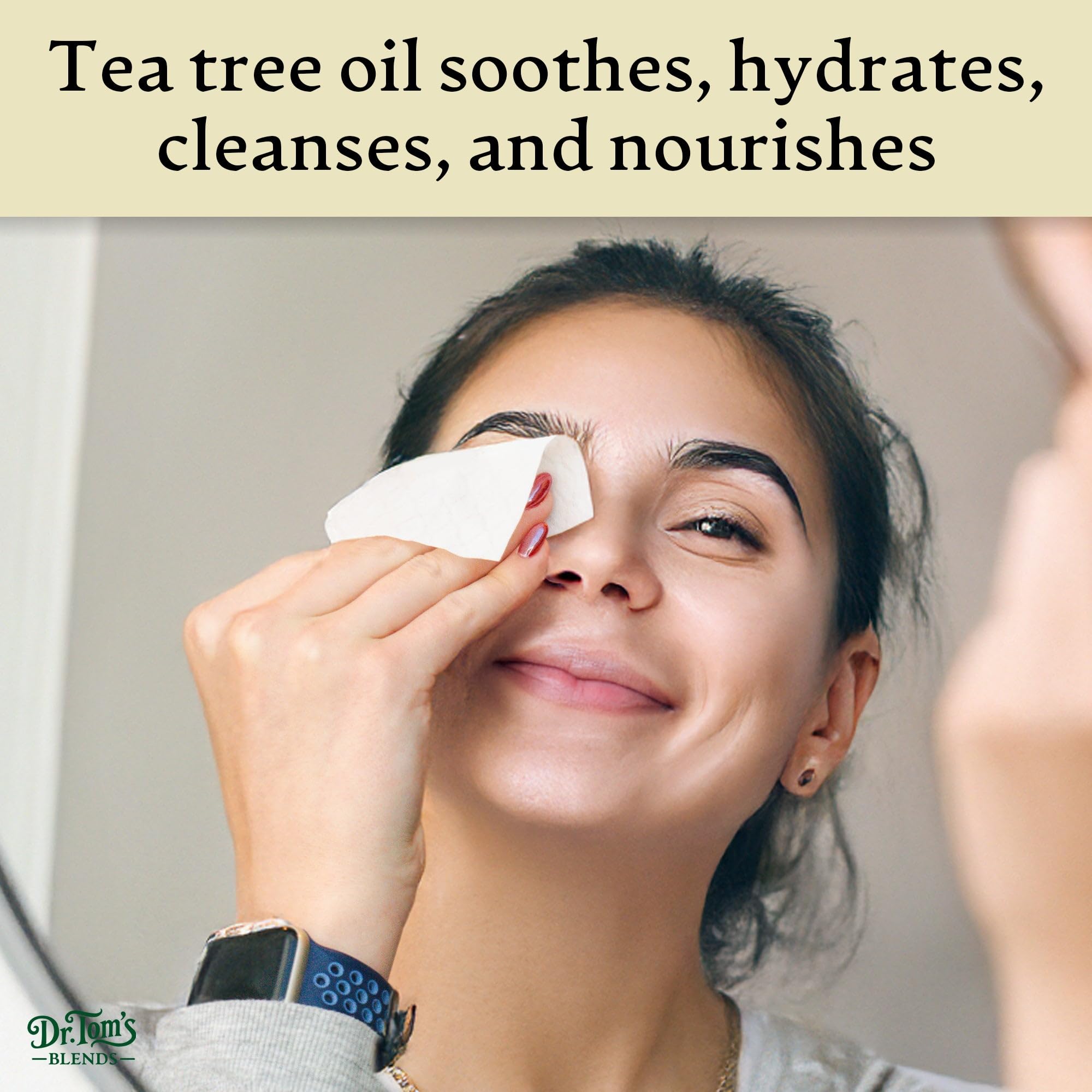 Lingettes Dr. Tom's Blends démaquillage yeux, retirent le crayon et le mascara en douceur.