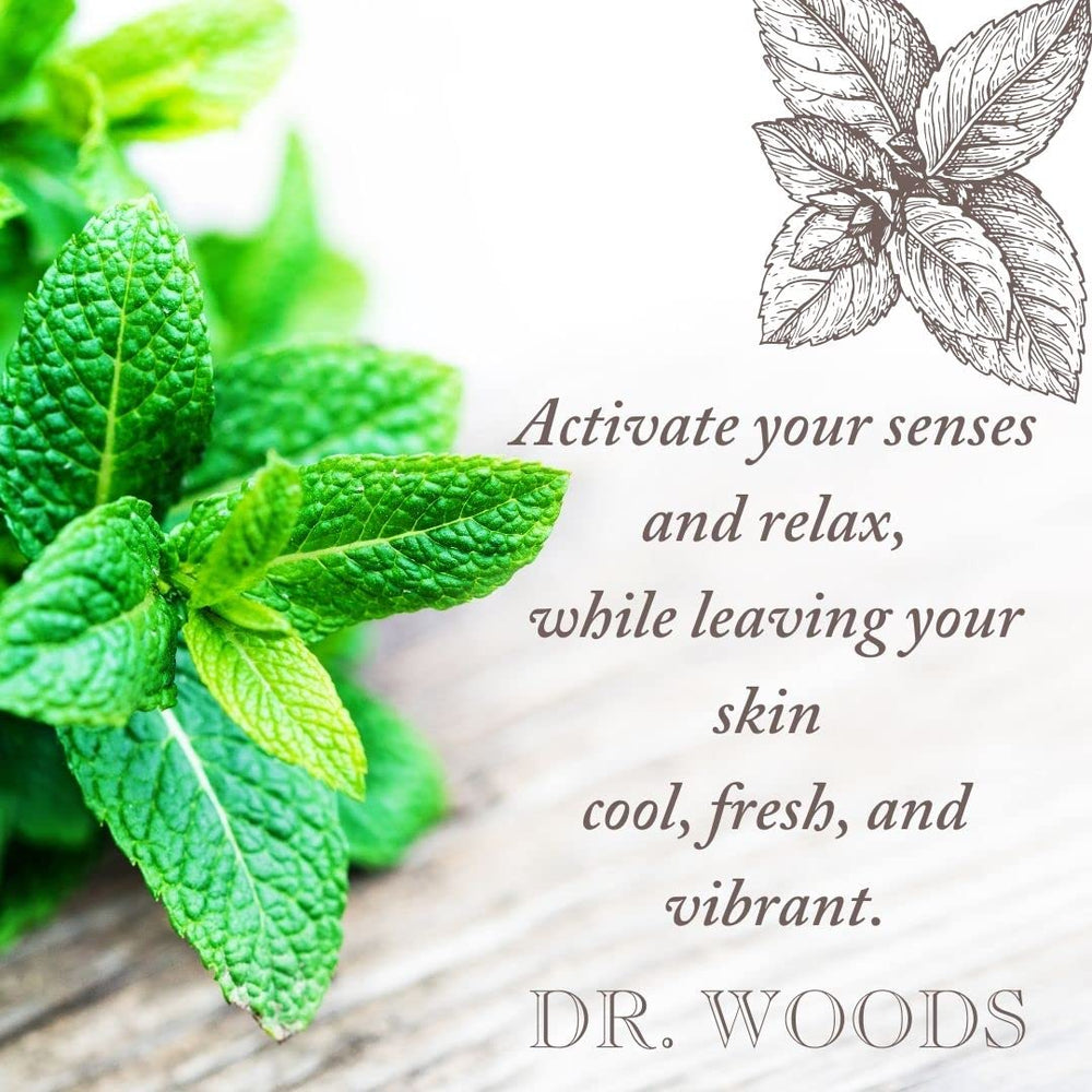 Goutte menthe huile olive Dr. Woods, hydratante et rafraîchissante pour la peau.