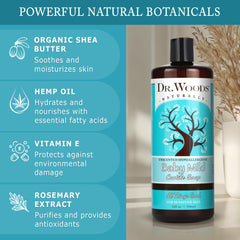 Ingrédients Dr. Woods huile d olive et huile de chanvre vitamine E romarin.