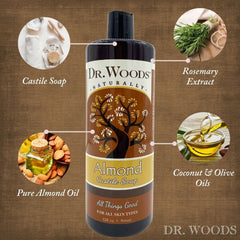 Dr. Woods Savon Castile Amande pour les mains, lavage doux.
