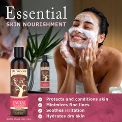 Dr. Woods Savon Noir Visage – texture exfoliante légère pour renouvellement naturel.